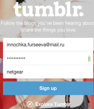 sign up tumbr