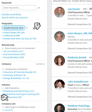 linkedin sales navigator filter