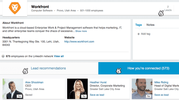 linkedin sales navigator view saved lead