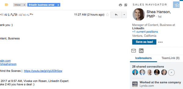 vvr linkedin sales navigator for gmail