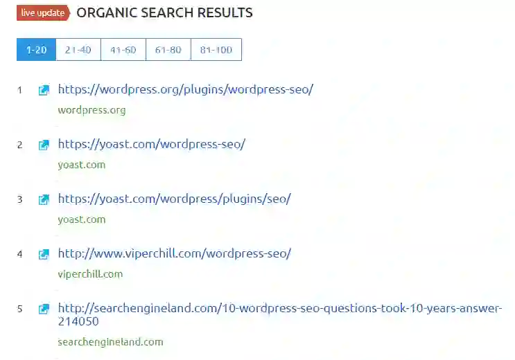 search results semrush