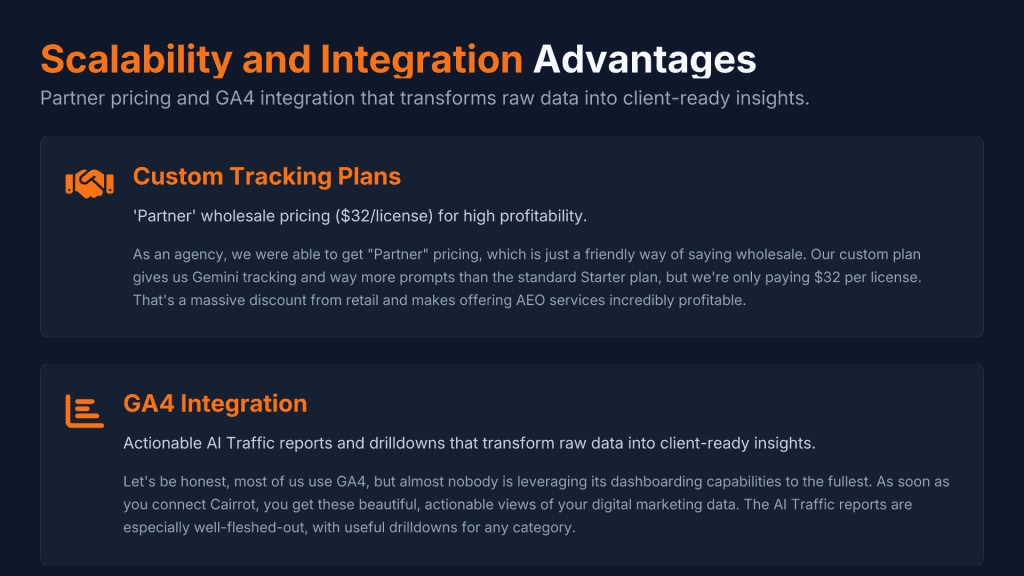 Cairrot AI Best for Agencies Custom Tracking Plan, Google Analytics 4 Integration